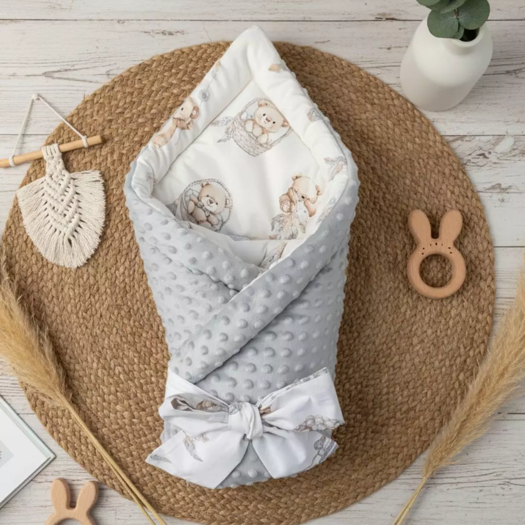 Rożek Niemowlęcy 75x75 cm Minky Misie Boho Beż