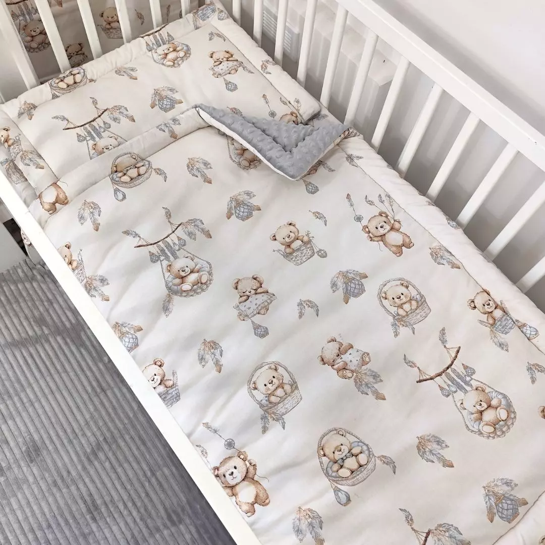 Kołderka i poduszka niemowlęca 100x75 Mu&Mu wzór Misie Boho